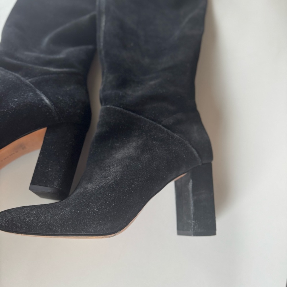 Banana Republic Tall Suede Black Knee-High Women's Boots Slouchy Style 7.5 - Picture 7 of 16